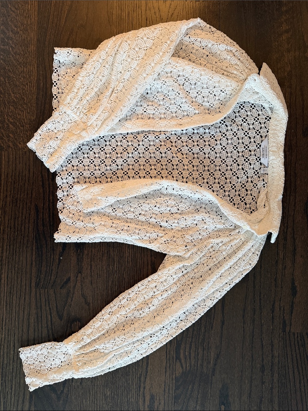 & Other Stories Ivory Crochet Lace Open Cardigan